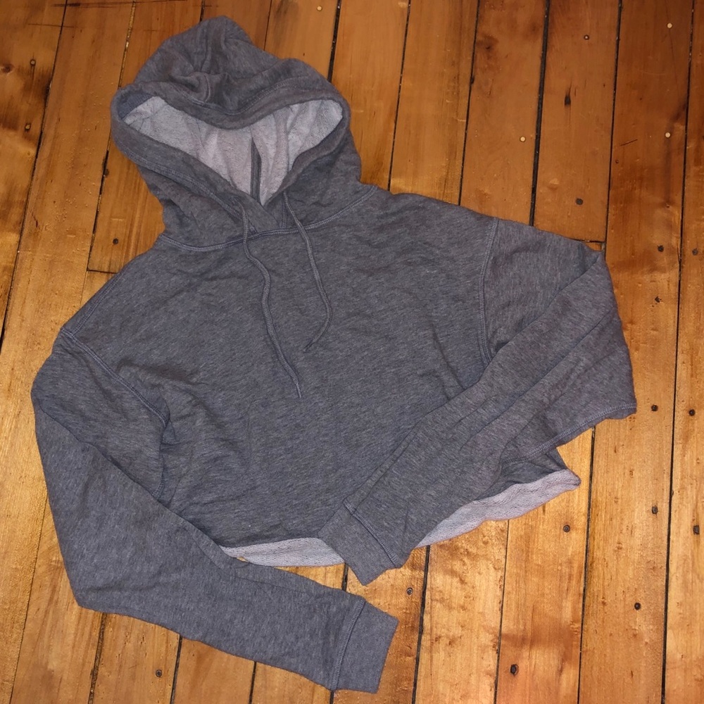 Grey Pullover Hoodie Crop Top